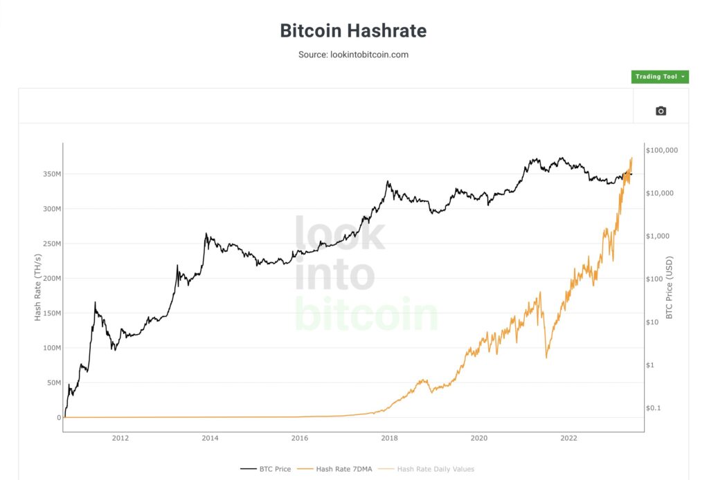 The Hashrate of the Bitcoin Network: An Upward Trend in Mining Power